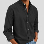 Acid-Wash Long-Sleeve Denim Shirt