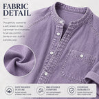 Acid-Wash Mandarin-Collar Denim Shirt