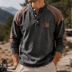 Color-Block Long-Sleeve Henley Shirt