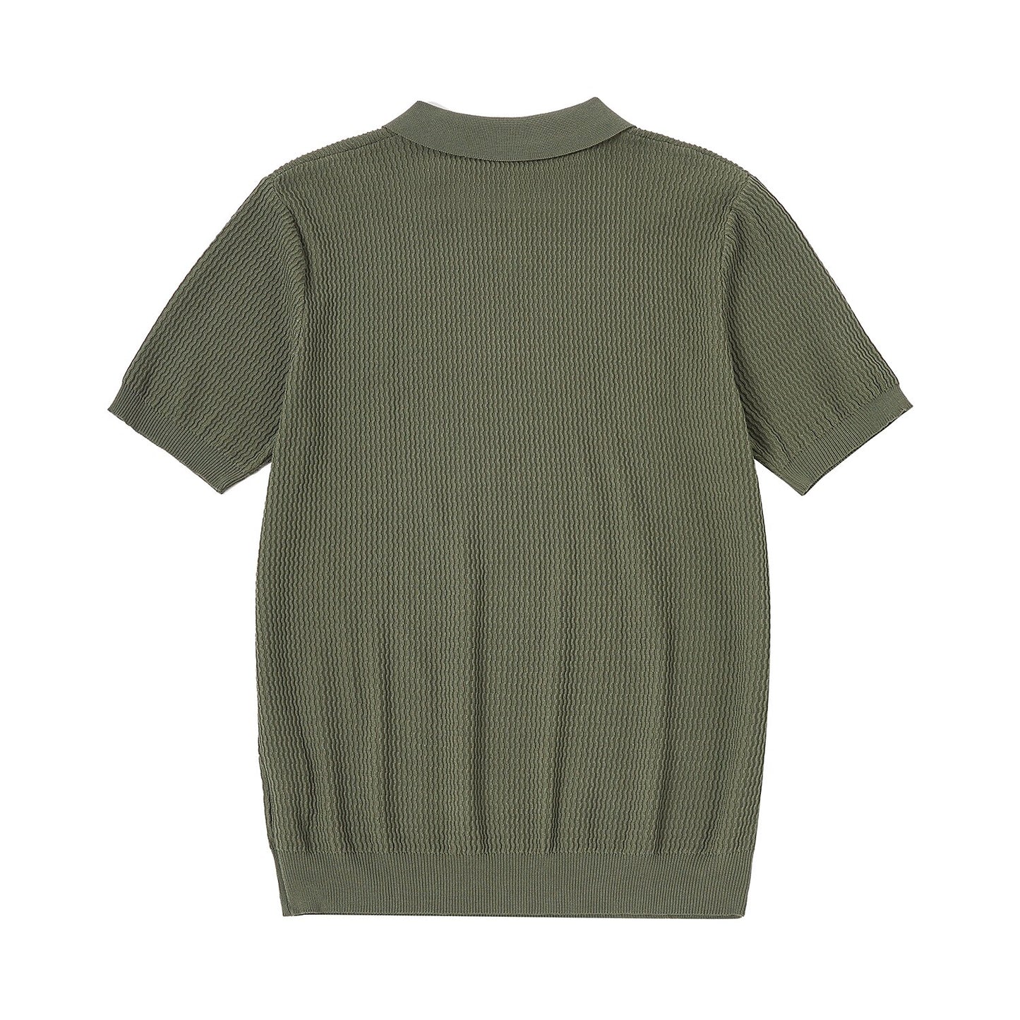 Textured Knit Polo Shirt - oukumen