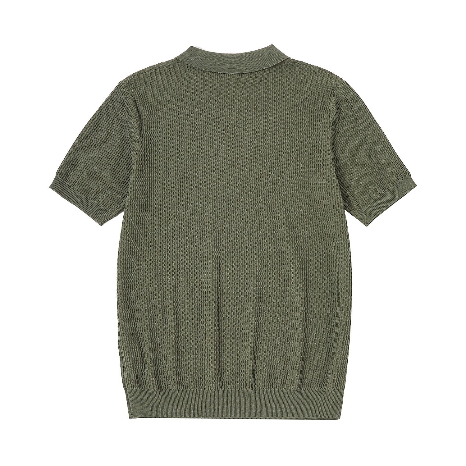 Textured Knit Polo Shirt - oukumen