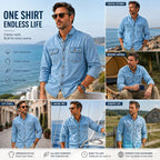 Acid-Wash Long-Sleeve Denim Shirt
