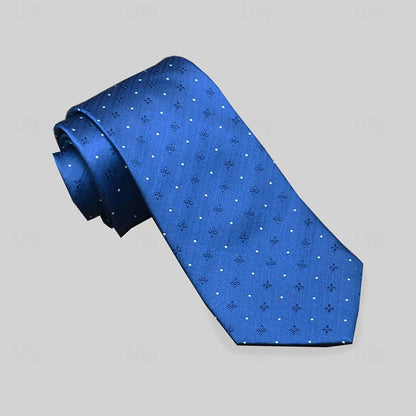 100% Silk Plaid Polka Dot Striped Tie - oukumen