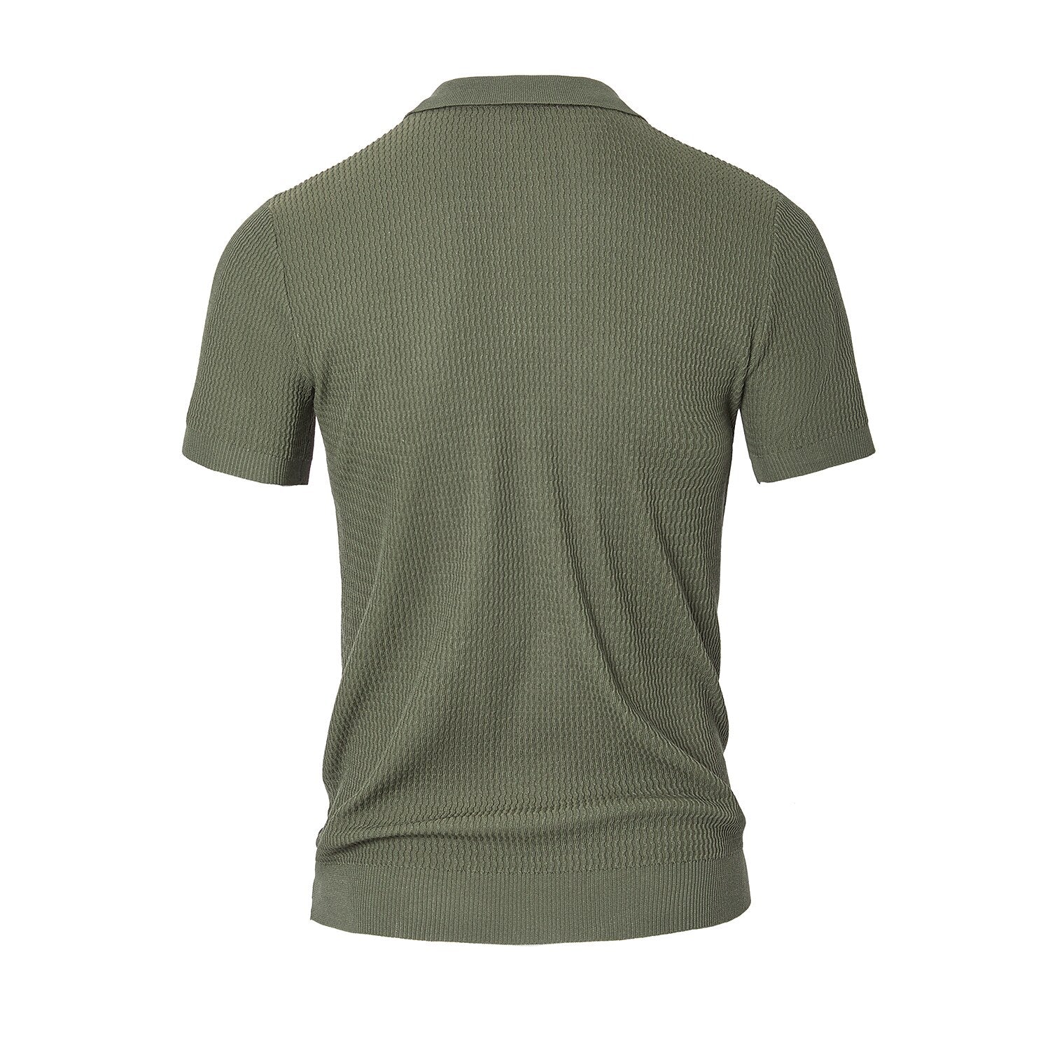 Textured Knit Polo Shirt - oukumen