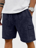 Acid-Wash Drawstring Shorts