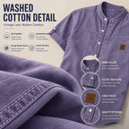 Washed Short-Sleeve Denim Shirt