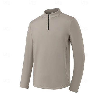 Multifunktionales, sportliches Kapuzenpullover-Sweatshirt mit Viertelreißverschluss und Stehkragen 