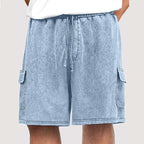 Acid-Wash Drawstring Cargo Shorts