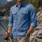 Acid-Wash Long-Sleeve Denim Shirt