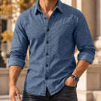 Acid-Wash Long-Sleeve Denim Shirt