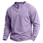 Washed Long-Sleeve Henley Shirt