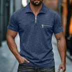 Acid-Wash Zip Polo Shirt