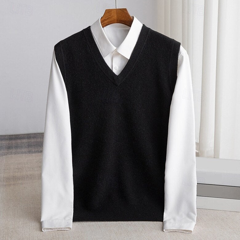 100% Merino Wool Sweater Vest - oukumen