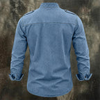 Acid-Wash Long-Sleeve Denim Shirt