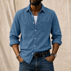 Acid-Wash Long-Sleeve Denim Shirt