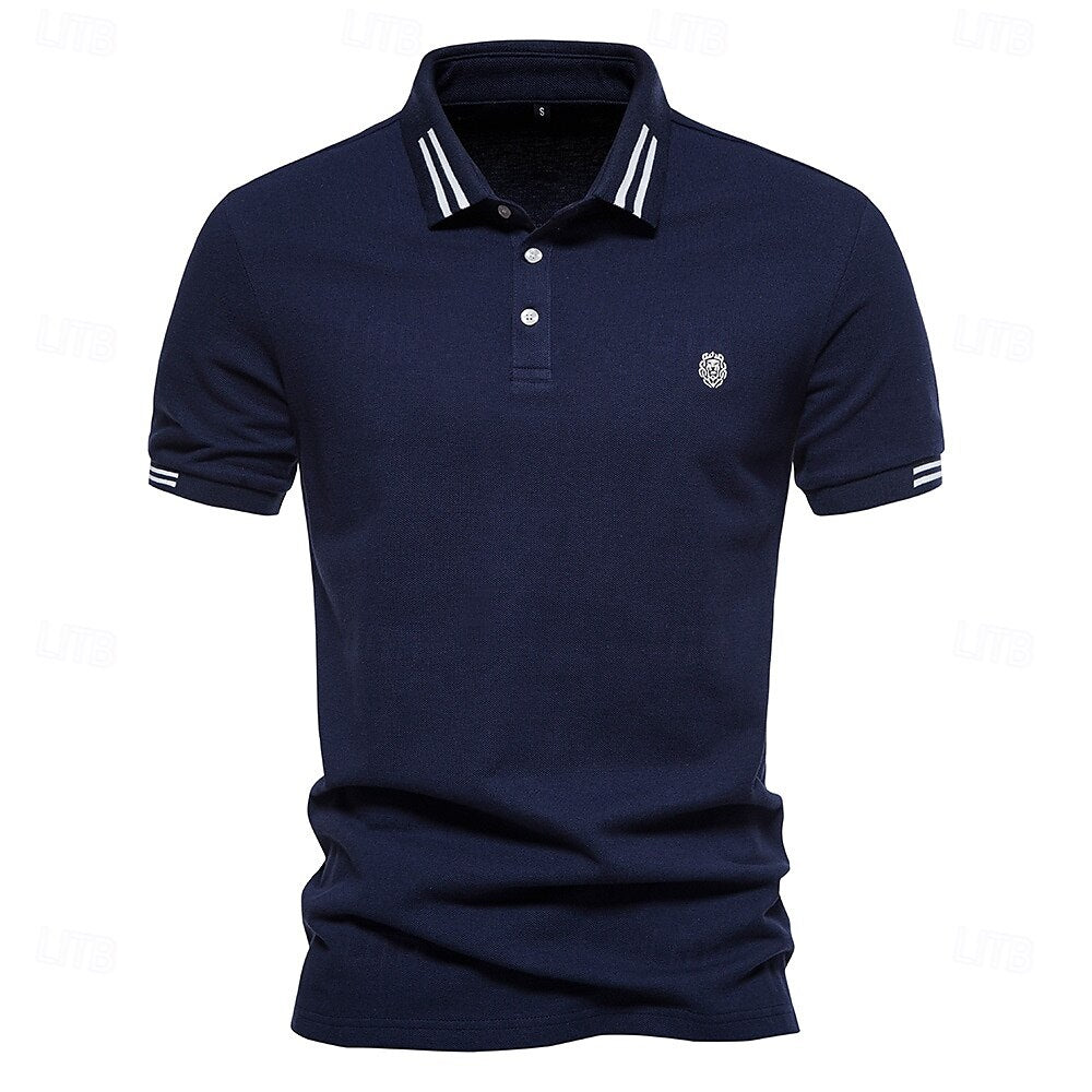 Formal Striped Knit Work Polo - oukumen