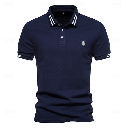 Formal Striped Knit Work Polo - oukumen