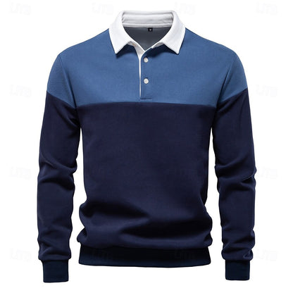 Color-Block Knit Polo Sweatshirt