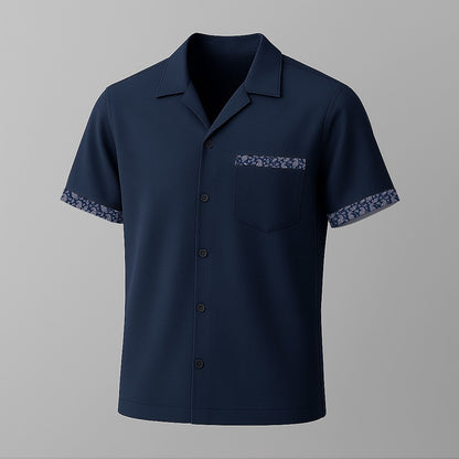 100% Cotton Cuban Collar Shirt - oukumen