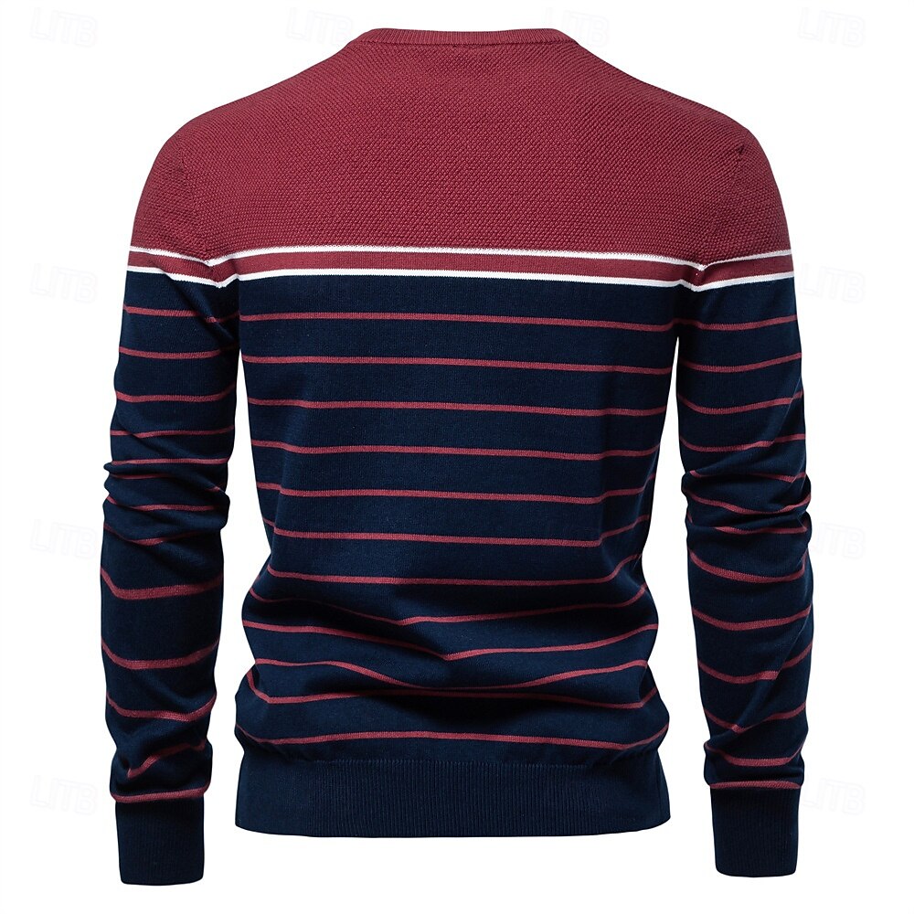 Block Striped Knitwear Pullover Sweater - oukumen