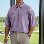 Color-Block Acid-Wash Polo Shirt
