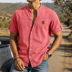 Washed Short-Sleeve Denim Shirt
