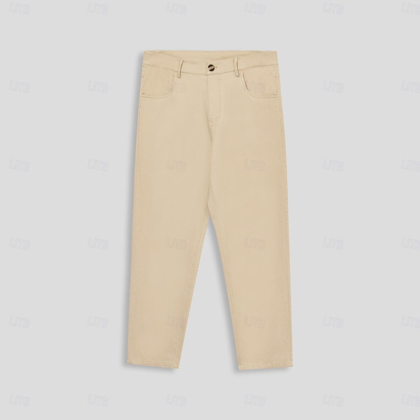 Cotton Solid Color Full Length Chinos - oukumen