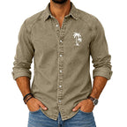 Embroidered Acid-Wash Denim Shirt