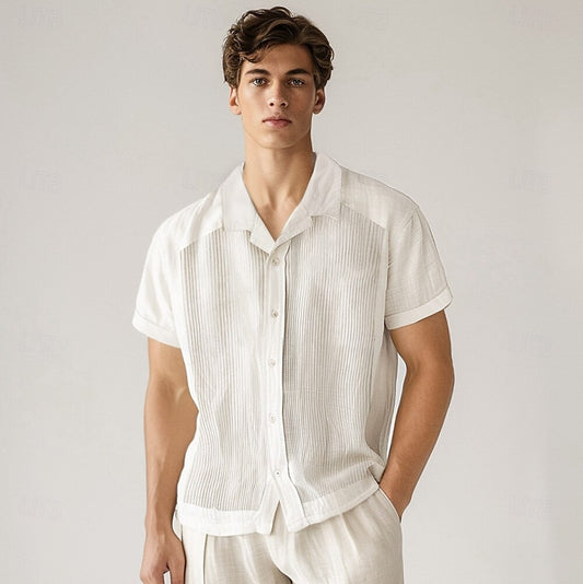 Cotton-Linen Pleated Shirt