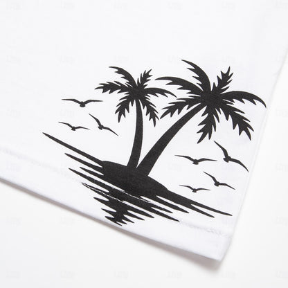 100% Cotton Graphic Coconut Tree Tank Top - oukumen