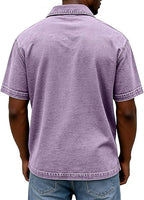 Color-Block Acid-Wash Polo Shirt