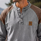 Color-Block Long-Sleeve Henley Shirt
