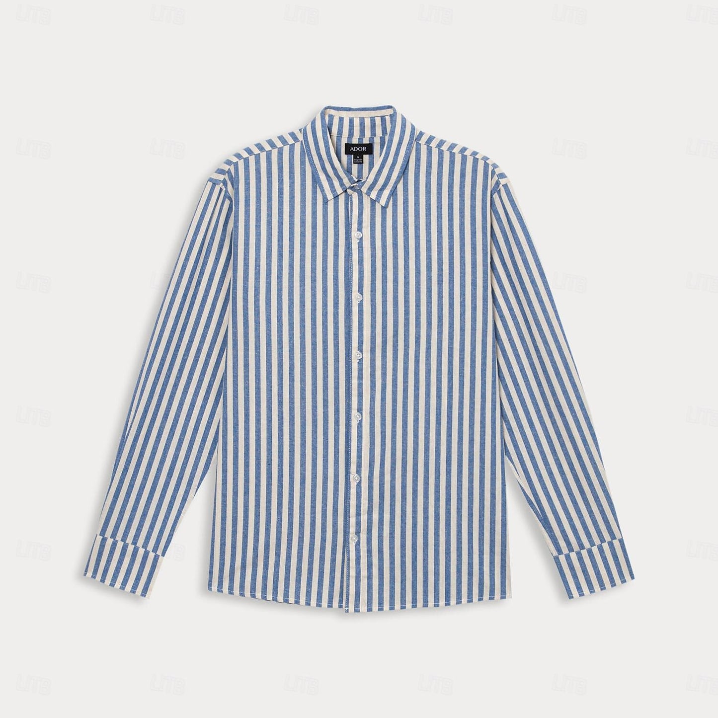 100% Cotton Stripes Lapel Casual Shirt - oukumen