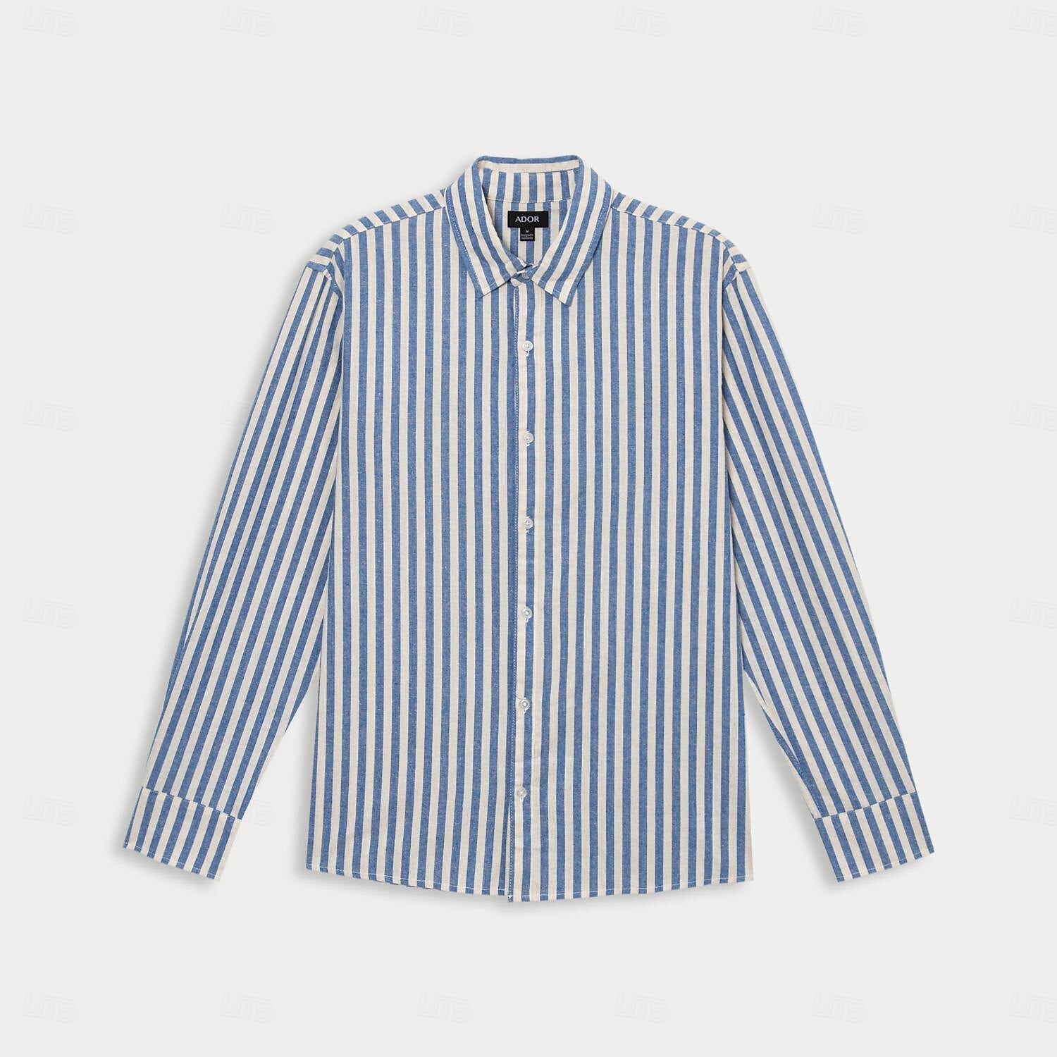 100% Cotton Stripes Lapel Casual Shirt - oukumen