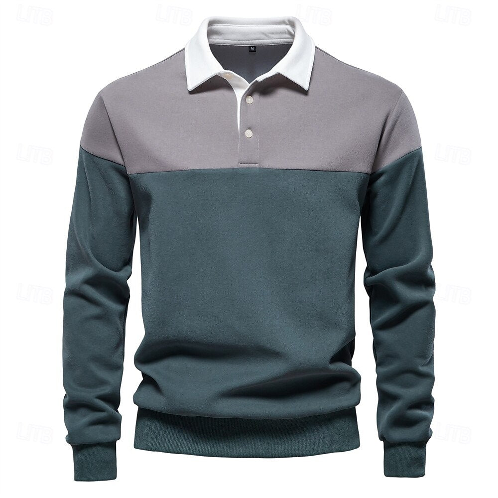 Color-Block Knit Polo Sweatshirt