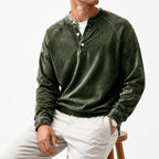 Washed Long-Sleeve Henley Shirt