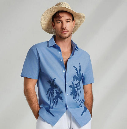 Graphic Hawaiian Casual Linen Shirt - oukumen