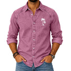 Embroidered Acid-Wash Denim Shirt