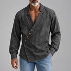 Acid-Wash Long-Sleeve Denim Shirt