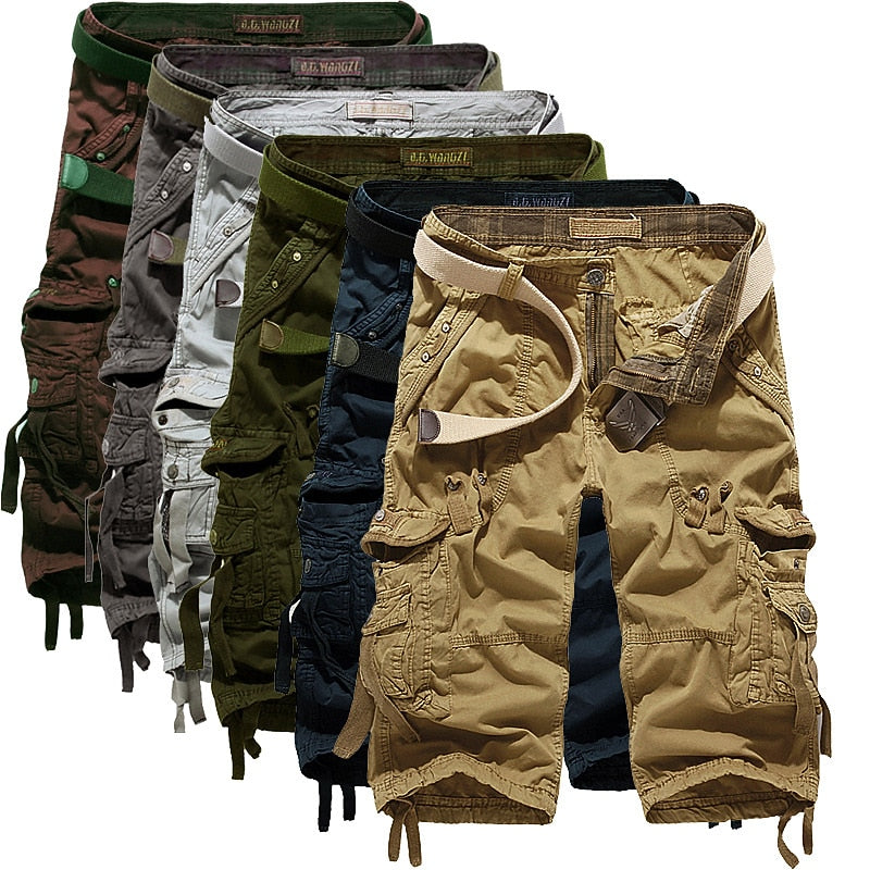 Drawcord-Hem Cargo Capri Shorts