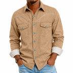 Acid-Wash Long-Sleeve Denim Shirt