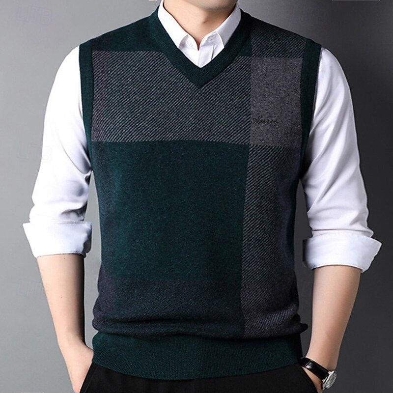 Classic Fit Wool Check Sweater Vest