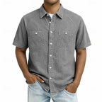 Washed Short-Sleeve Denim Shirt