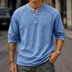 Washed Long-Sleeve Henley Shirt