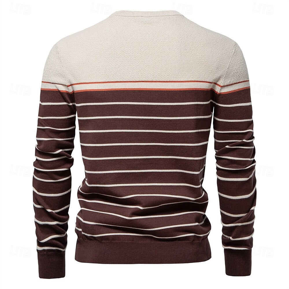 Block Striped Knitwear Pullover Sweater - oukumen