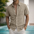 Washed Short-Sleeve Denim Shirt