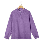 Acid-Wash Long-Sleeve Henley Shirt