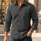 Acid-Wash Long-Sleeve Denim Shirt