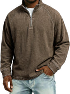 Acid-Wash Stand-Collar T-Shirt