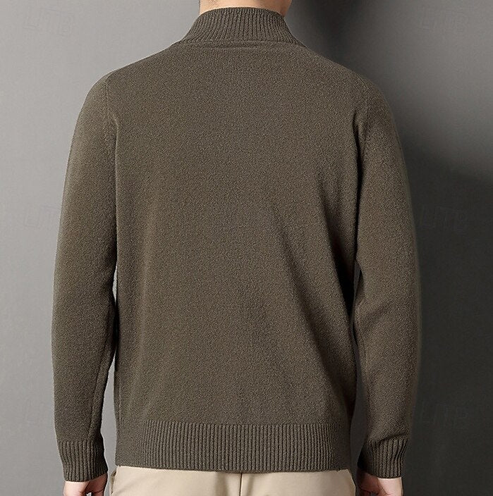 Cashmere Zip Sweater Knit Turtleneck - oukumen